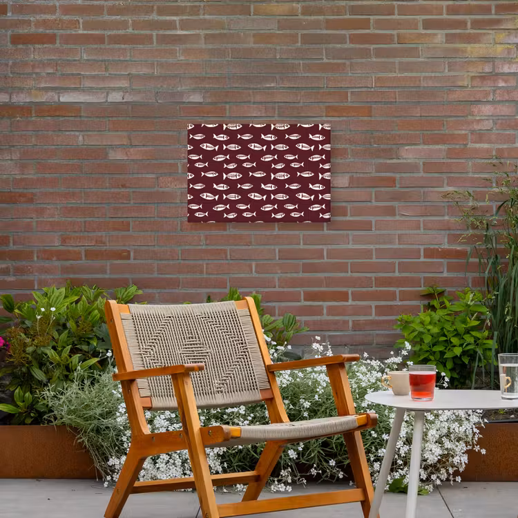 Vissen - Grafisch - Patroon - Donker Tuinposter op houten frame 2 cm dik klein 845 -sfeer3