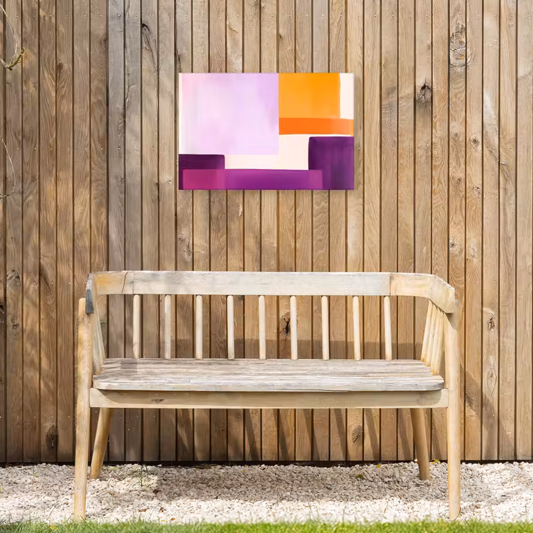 Vlakken - Abstract - Rechthoekig - Oranje Tuinposter op houten frame 2 cm dik klein -sfeer4