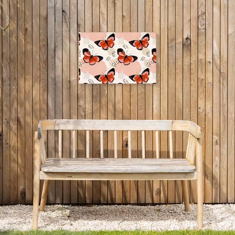 Vlinders - Retro - Kleurrijk Tuinposter op houten frame 2 cm dik klein 845 -sfeer4