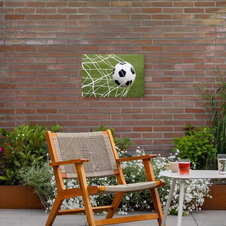 Voetbal - Goal - Net - Sport Tuinposter op houten frame 2 cm dik klein -sfeer3