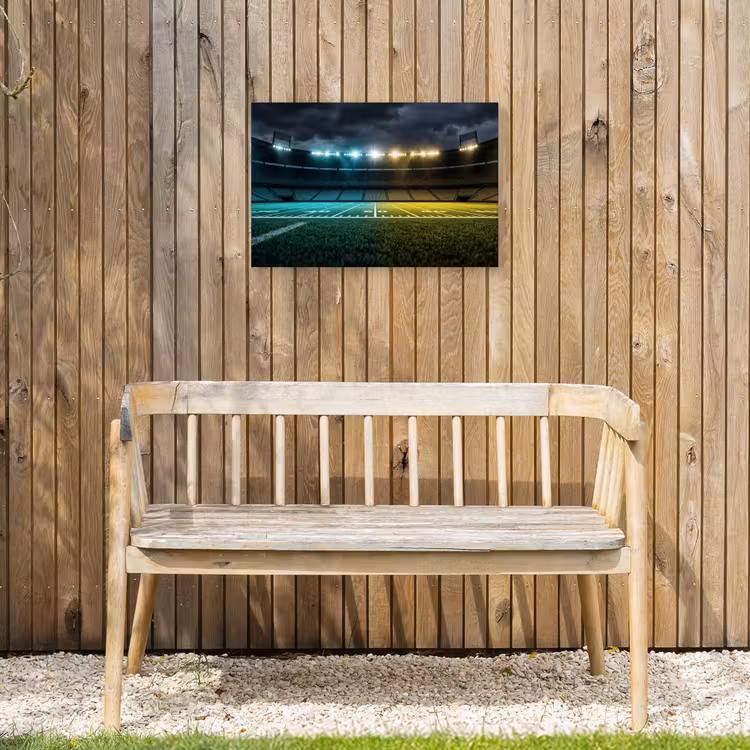 Voetbal - Stadion - Nacht - Modern Tuinposter op houten frame 2 cm dik klein -sfeer4