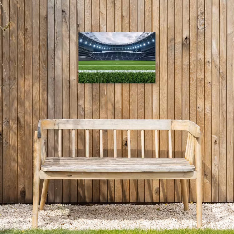Voetbal - Stadion - Sport - Groen Tuinposter op houten frame 2 cm dik klein -sfeer4