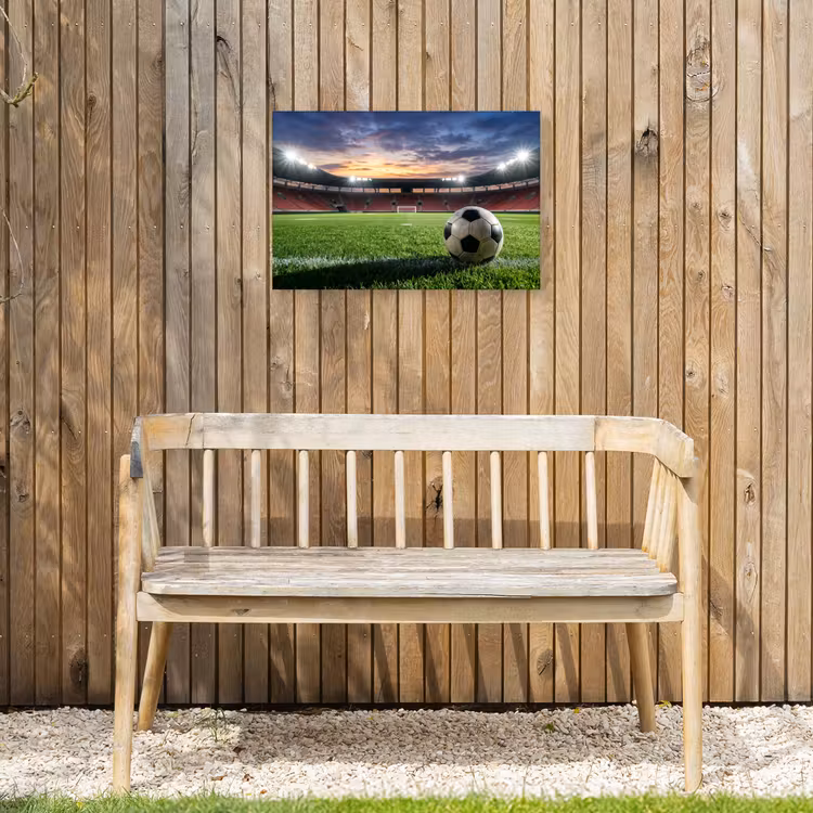Voetbal - Stadion - Sport - Groen Tuinposter op houten frame 2 cm dik klein -sfeer4