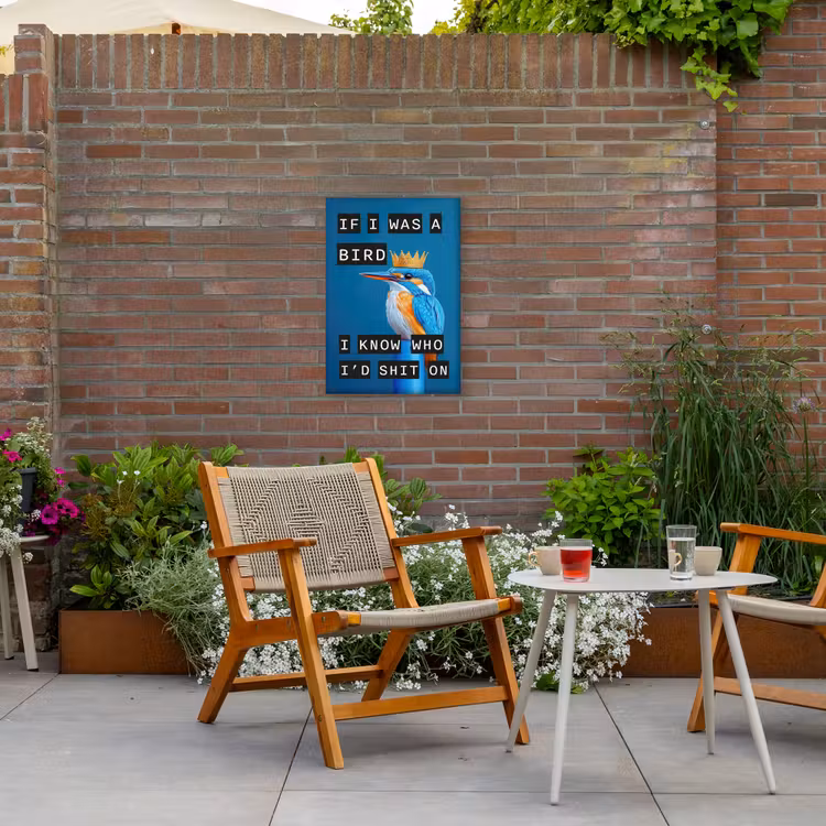 Vogel - Decoratie - Ijsvogel - Blauw Tuinposter op houten frame 2 cm dik klein -sfeer3