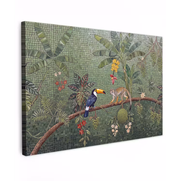 Vogel - Dier - Jungle - Mozaïek - Natuur Tuinposter op houten frame 2 cm dik klein -3d