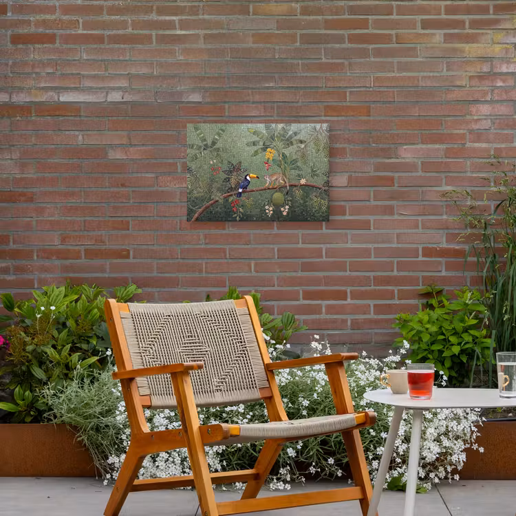 Vogel - Dier - Jungle - Mozaïek - Natuur Tuinposter op houten frame 2 cm dik klein -sfeer3