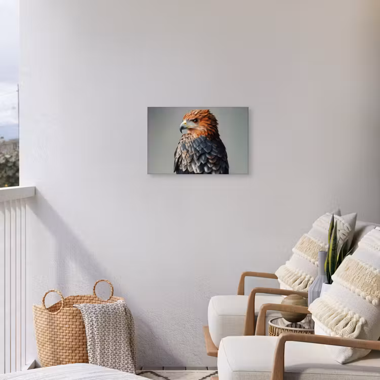 Vogel - Realistisch - Veren - Bruin Tuinposter op houten frame 2 cm dik klein -sfeer1