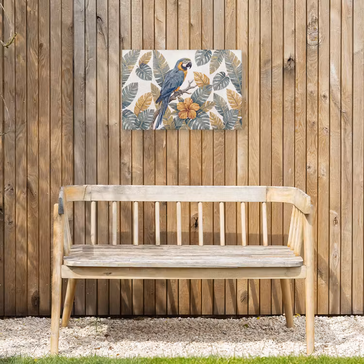 Vogel - Tak - Natuur - Mozaïek - Blauw Tuinposter op houten frame 2 cm dik klein -sfeer4