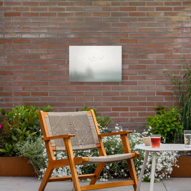 Vogel - Vlucht - Natuur - Minimalistisch Tuinposter op houten frame 2 cm dik klein -sfeer3