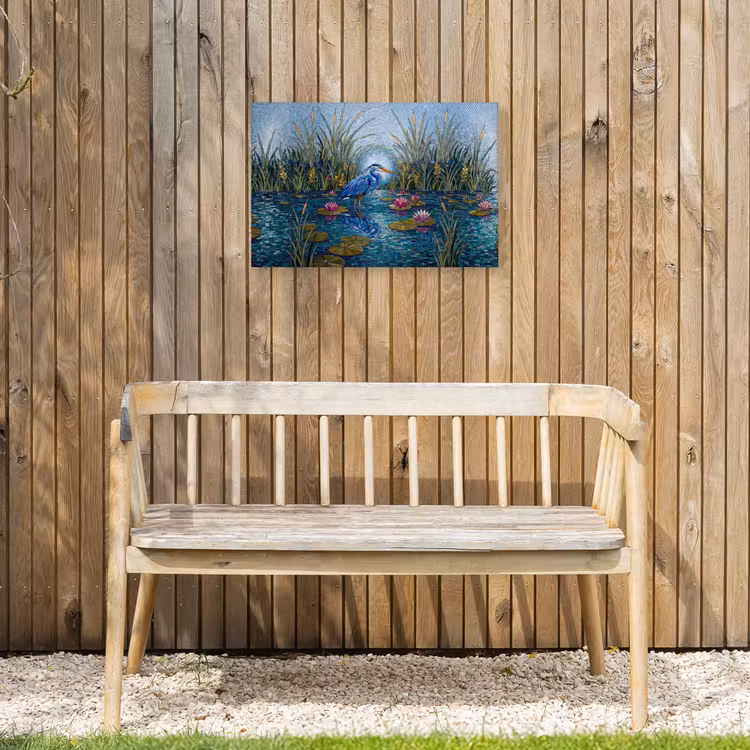 Vogel - Water - Natuur - Abstract - Blauw Tuinposter op houten frame 2 cm dik klein -sfeer4