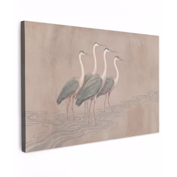 Vogel - Water - Natuur - Vintage Tuinposter op houten frame 2 cm dik klein -3d