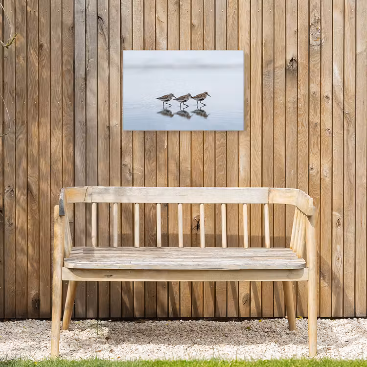 Vogels - Water - Grijs Tuinposter op houten frame 2 cm dik klein -sfeer4