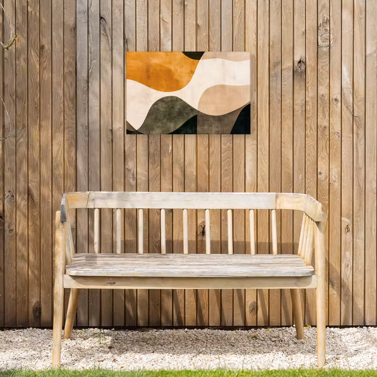 Vormen - Okergeel - Abstract Tuinposter op houten frame 2 cm dik klein -sfeer4