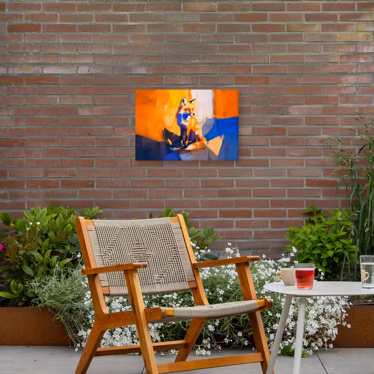 Vos - Oranje - Vormen - Abstract Tuinposter op houten frame 2 cm dik klein -sfeer3