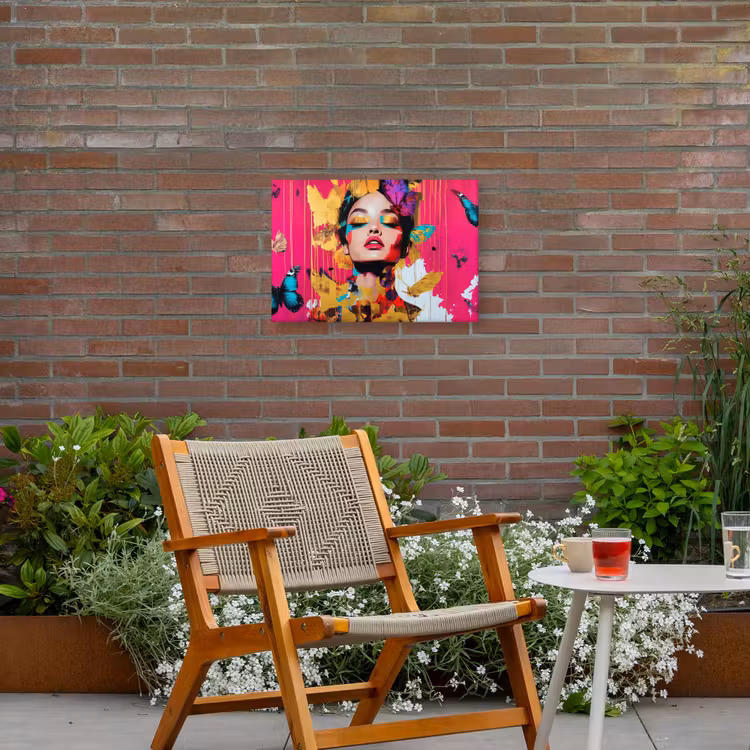 Vrouw - Abstract - Kleurrijk Tuinposter op houten frame 2 cm dik klein -sfeer3