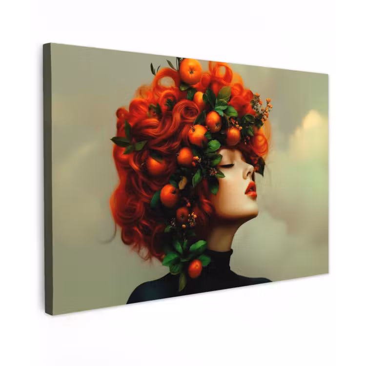 Vrouw - Appels - Rood - Bladeren Tuinposter op houten frame 2 cm dik klein -3d
