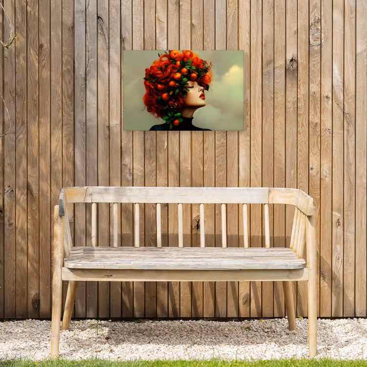 Vrouw - Appels - Rood - Bladeren Tuinposter op houten frame 2 cm dik klein -sfeer4