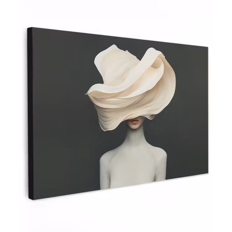 Vrouw - Beige - hoed Tuinposter op houten frame 2 cm dik klein -3d