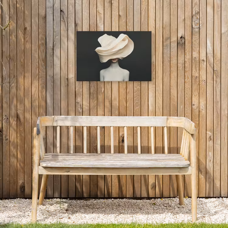 Vrouw - Beige - hoed Tuinposter op houten frame 2 cm dik klein -sfeer4