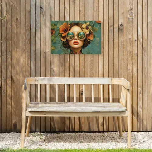 Vrouw - Bloemen - Vlinders - Natuur - Vintage Tuinposter op houten frame 2 cm dik klein -sfeer4