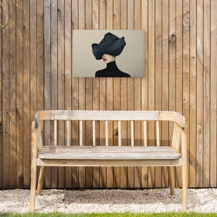 Vrouw - Groen - Hoed Tuinposter op houten frame 2 cm dik klein -sfeer4