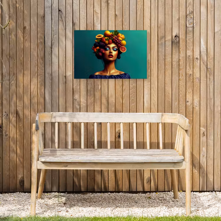 Vrouw - Hoodtooi - Tropisch - Fruit - Druiven Tuinposter op houten frame 2 cm dik klein -sfeer4