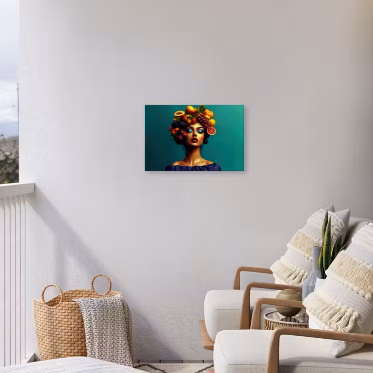 Vrouw - Hoodtooi - Tropisch - Fruit - Druiven Tuinposter op houten frame 2 cm dik klein -sfeer1