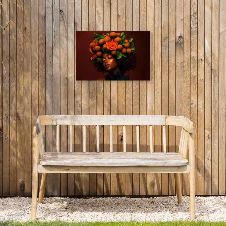 Vrouw - lychee - exotisch Tuinposter op houten frame 2 cm dik klein -sfeer4