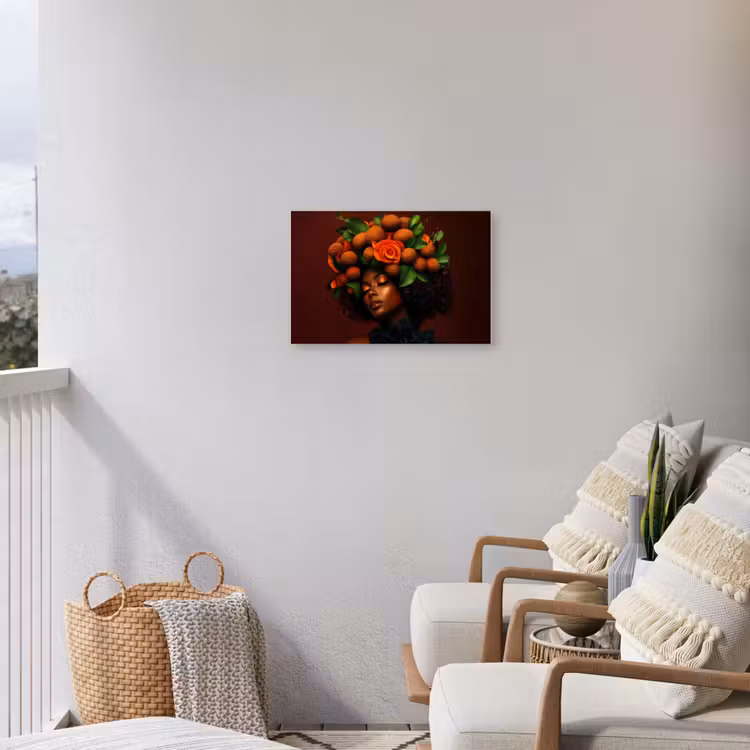 Vrouw - lychee - exotisch Tuinposter op houten frame 2 cm dik klein -sfeer1