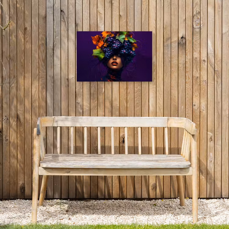 Vrouw - Paars - Druiven Tuinposter op houten frame 2 cm dik klein -sfeer4