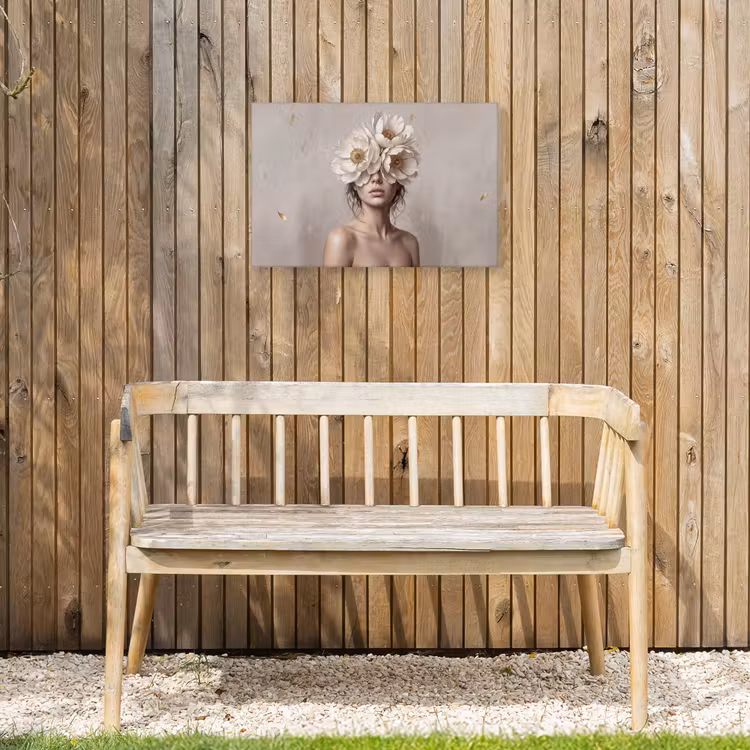 Vrouw - Pioenroos - Wit Tuinposter op houten frame 2 cm dik klein -sfeer4