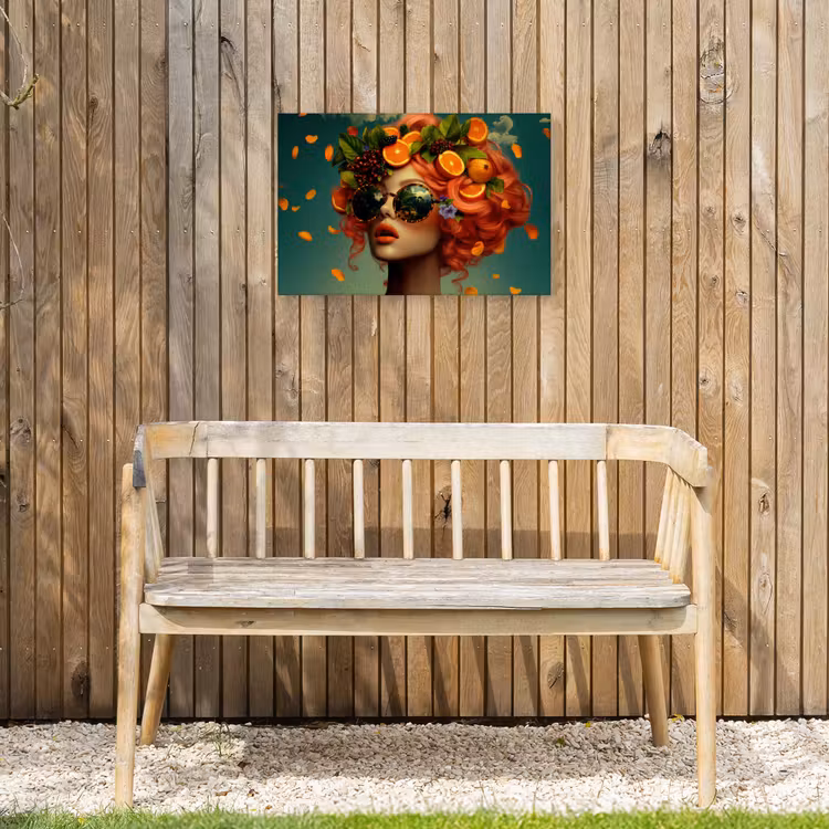 Vrouw - Sinaasappel - Bessen - Oranje Tuinposter op houten frame 2 cm dik klein -sfeer4