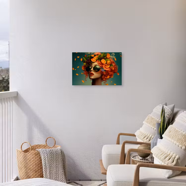 Vrouw - Sinaasappel - Bessen - Oranje Tuinposter op houten frame 2 cm dik klein -sfeer1