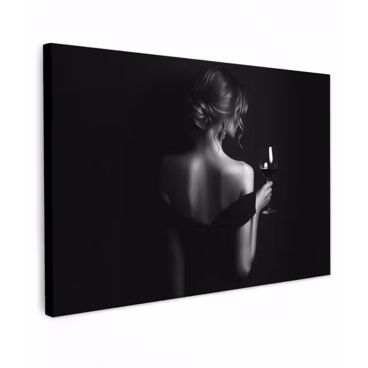 Vrouw - Wijn - Jurk Tuinposter op houten frame 2 cm dik klein -3d