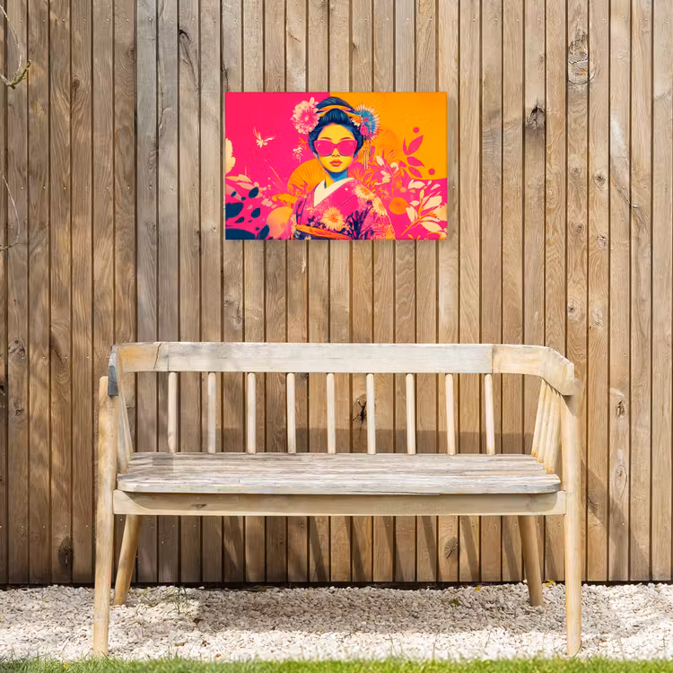 Vrouw - Zonnebril - Abstract - Oranje Tuinposter op houten frame 2 cm dik klein -sfeer4
