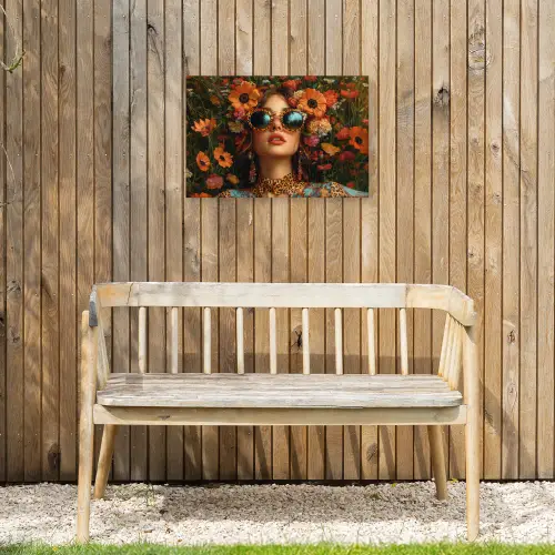 Vrouwen - Bloemen - Modern - Bril - Abstract Tuinposter op houten frame 2 cm dik klein -sfeer4