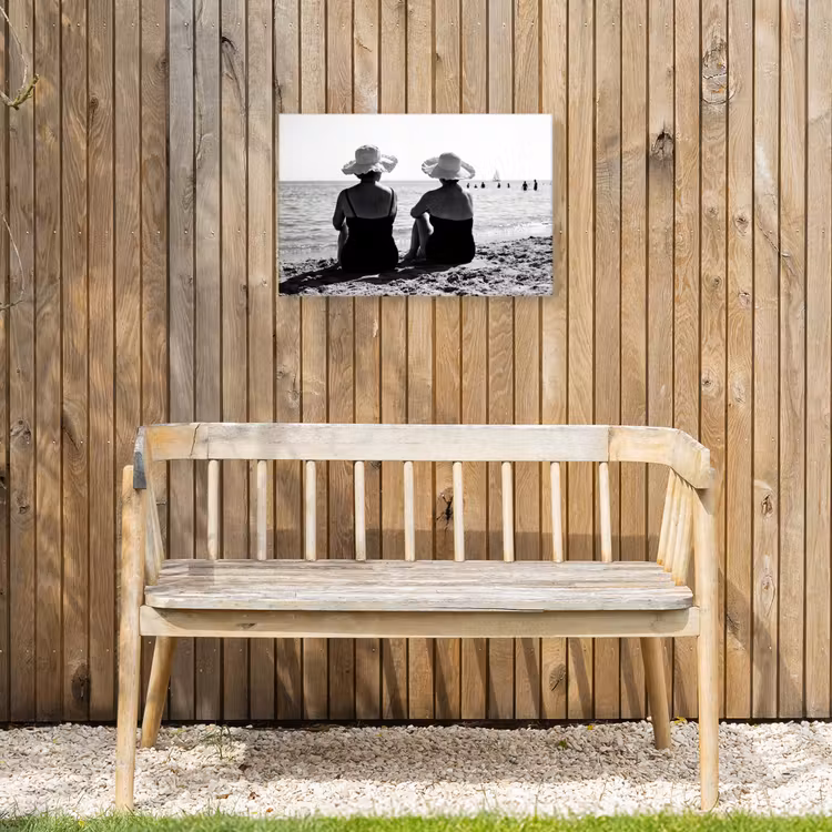 Vrouwen - Zonnehoed - Strand - Zwart - Wit Tuinposter op houten frame 2 cm dik klein -sfeer4