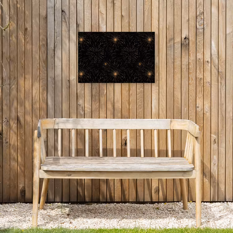 Vuurwerk - Patroon - Feestelijk - Goud - Zwart Tuinposter op houten frame 2 cm dik klein 845 -sfeer4