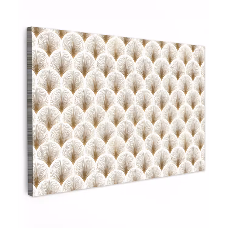 Waaiers - Art Deco - Elegant - Goud - Wit Tuinposter op houten frame 2 cm dik klein 845 -3d