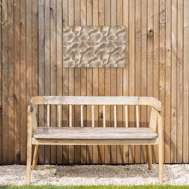 Waaierstructuren - Beige - Vezeltextuur Tuinposter op houten frame 2 cm dik klein 845 -sfeer4