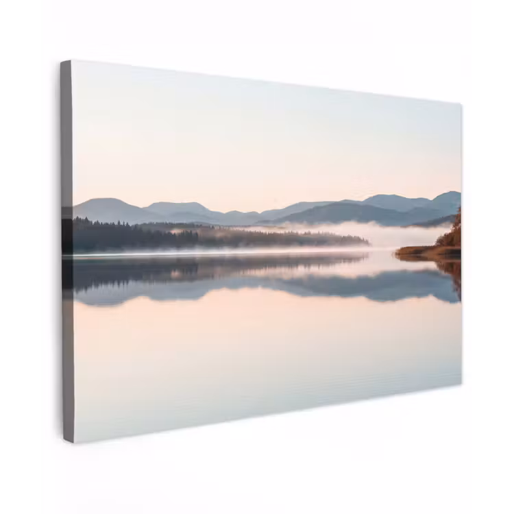 Water - Bomen - Mistlaag Tuinposter op houten frame 2 cm dik klein -3d