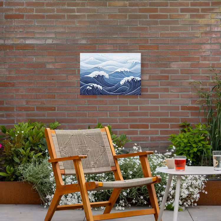 Water - Mozaïek - Landschap - Modern - Blauw Tuinposter op houten frame 2 cm dik klein -sfeer3