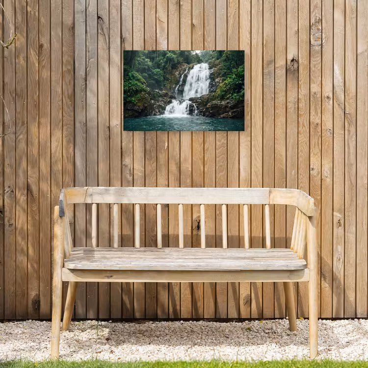 Waterval - Bos - Natuur - Groen Tuinposter op houten frame 2 cm dik klein -sfeer4