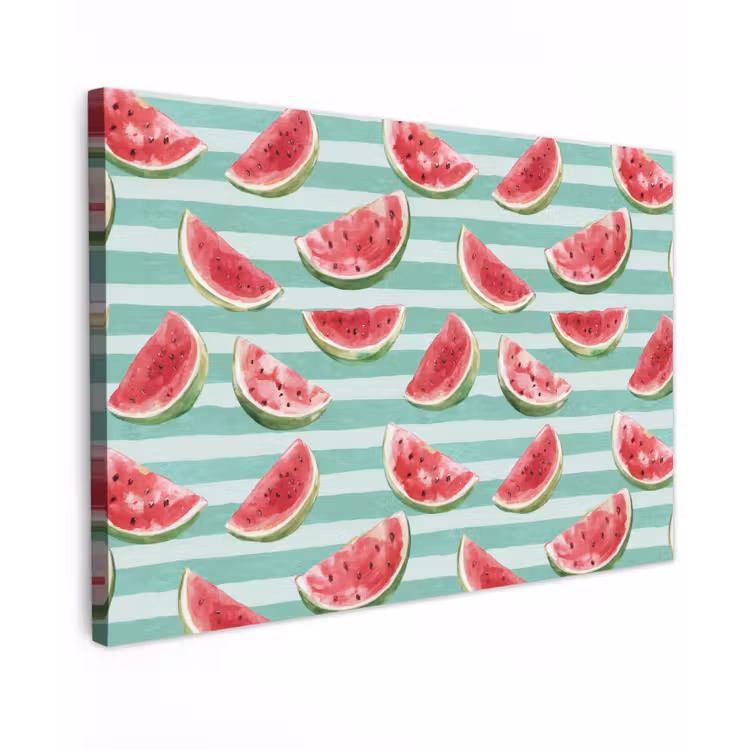 Watermeloen - Strepen - Groen Tuinposter op houten frame 2 cm dik klein 845 -3d