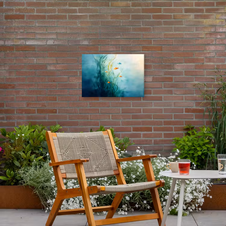 Waterplanten - Vissen - Kleurrijk - Water Tuinposter op houten frame 2 cm dik klein -sfeer3