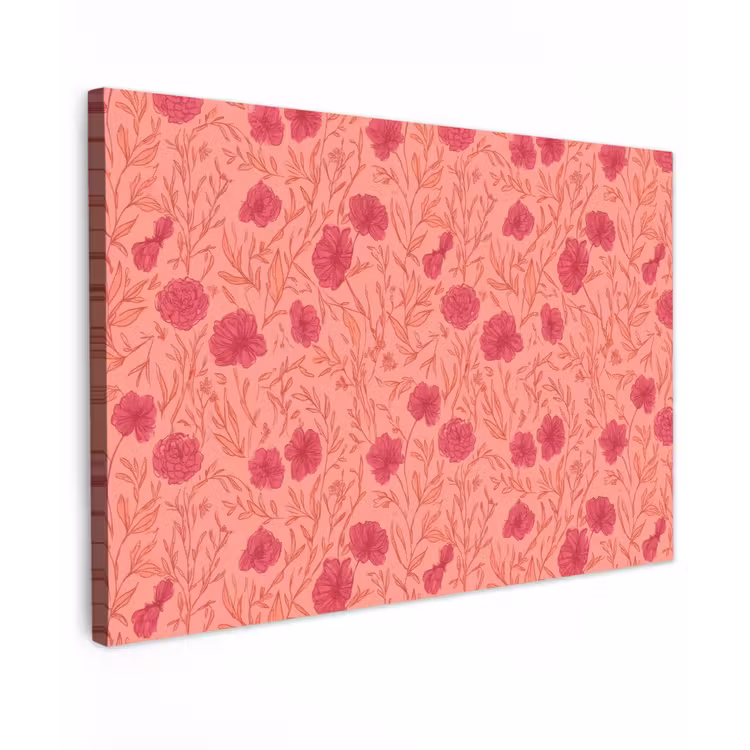 Weidebloemen - Romantisch - Roze Tuinposter op houten frame 2 cm dik klein 845 -3d