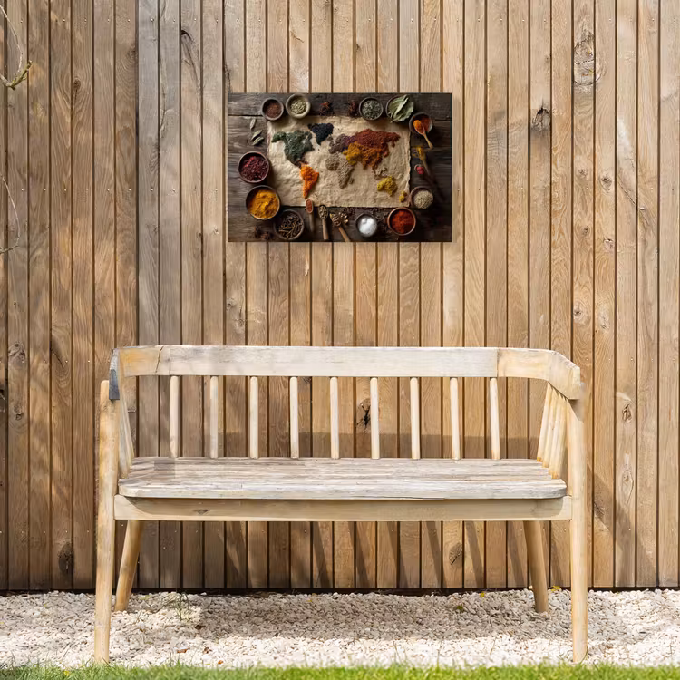 Wereldkaart - Specerijen - Kleurrijk Tuinposter op houten frame 2 cm dik klein -sfeer4