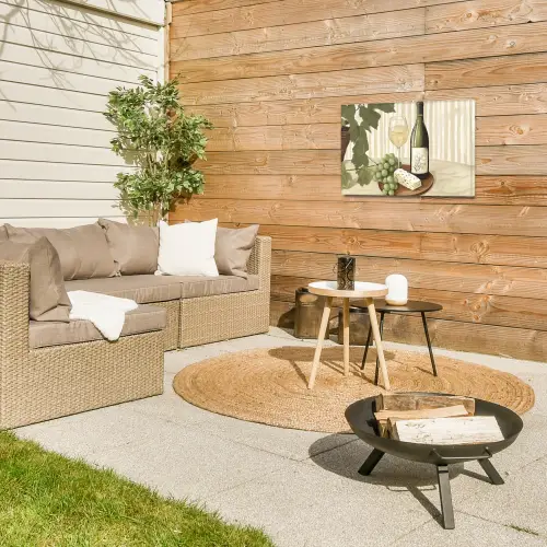 Wijn - Druiven - Kaas - Bladeren Tuinposter op houten frame 2 cm dik klein -sfeer2