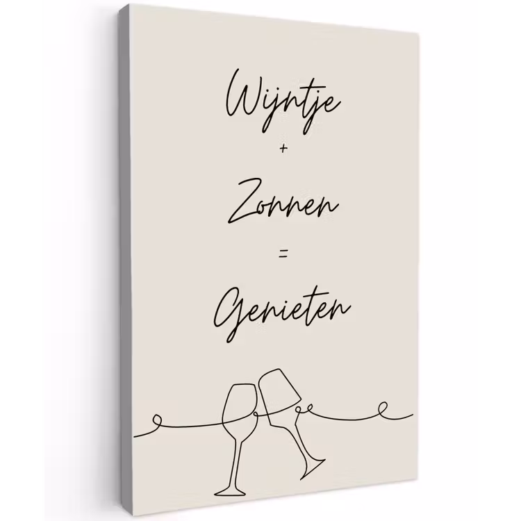 Wijn en Zonnen Tuinposter op houten frame 2 cm dik klein -3d