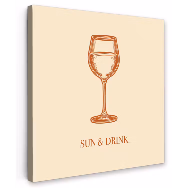 Wijn - Zomer - Quote - Oranje Tuinposter op houten frame 2 cm dik middel -3d